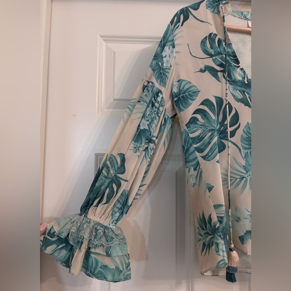 Rococo Sand Echo Leaf Silk Blouse - image 2